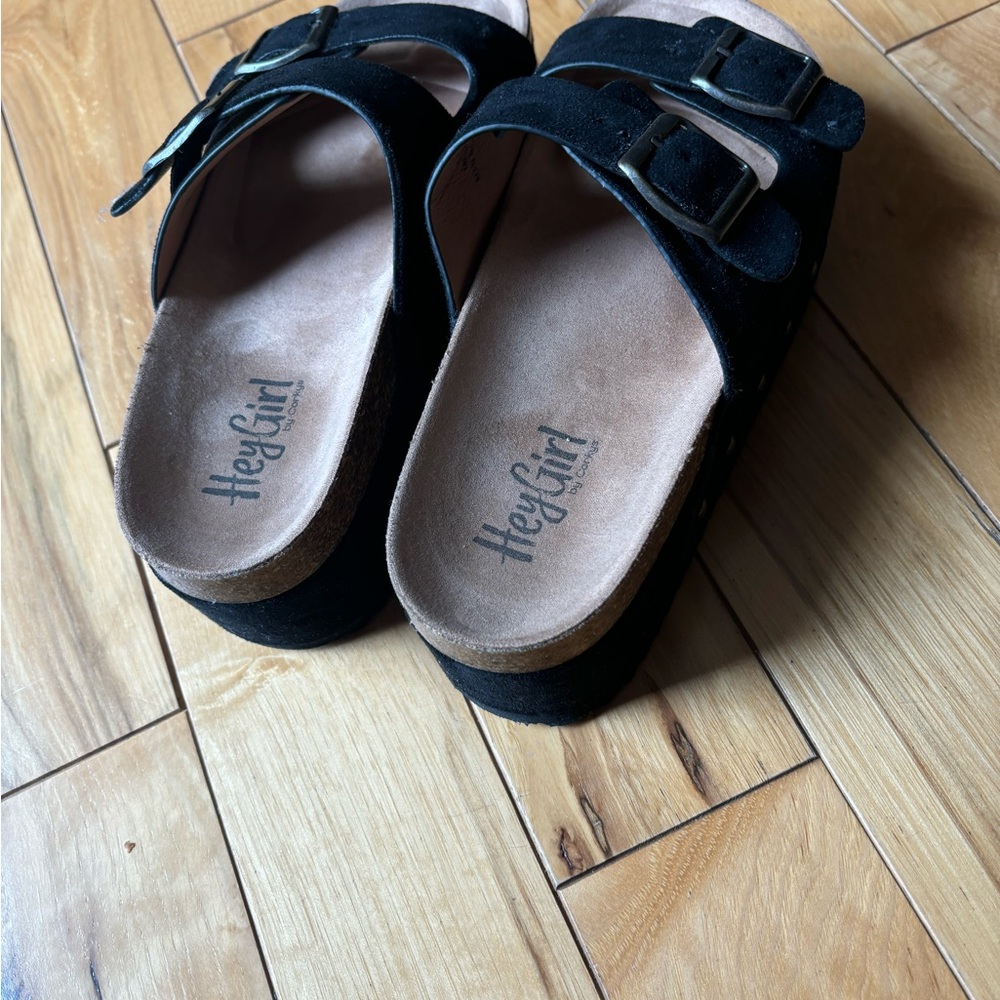 Stylish Black Suede Platform Sandals - Picture 4 of 8